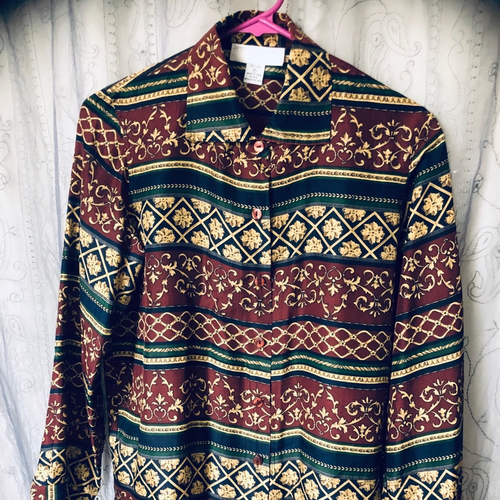 Petite Sophisticate silk button down dress shirt